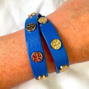 Tory Burch Leather Blue Wrap Bracelet
